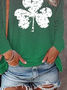 Casual Crew Neck Shamrock Long Sleeve Top