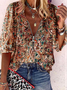 V Neck Loosen Paisley Boho T-shirt