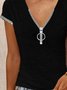 V Neck Casual Plain Jersey T-shirt
