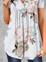 V Neck Buttoned Casual Regular Fit T-shirt