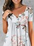 V Neck Buttoned Casual Regular Fit T-shirt