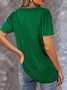 Jersey Square Neck Solid Loosen T-shirt