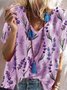 Shirt Sleeve Casual V Neck Cotton Blends Loosen T-shirt