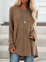 Round Neck Solid Loosen Casual Jersey T-shirt