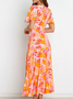 Regular Fit Floral V Neck Floral Dress