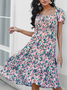 Sweet Regular Fit Square Neck Floral Dress
