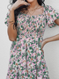 Sweet Regular Fit Square Neck Floral Dress