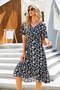 V Neck Vacation Cotton Floral Dress