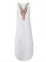 Simple Tribal V Neck Linen Boho Dress