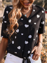 V Neck Vacation Heart T-shirt