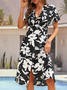 Regular Fit V Neck Sexy Floral Dress