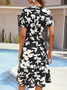 Regular Fit V Neck Sexy Floral Dress