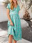 Cotton Blends Floral Boho Loosen Floral Dress