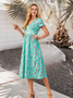 Cotton Blends Floral Boho Loosen Floral Dress