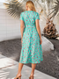 Cotton Blends Floral Boho Loosen Floral Dress