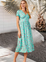 Cotton Blends Floral Boho Loosen Floral Dress