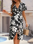 Regular Fit V Neck Sexy Floral Dress
