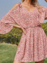 Floral V Neck Sweet Floral Dress