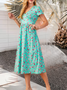 Cotton Blends Floral Boho Loosen Floral Dress