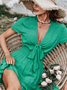 Regular Fit Plain V Neck Dress