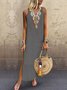 Simple Tribal V Neck Linen Boho Dress