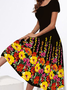 Floral Vacation Crew Neck Floral Dress