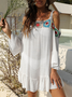 Frill Sleeve Geometric Vacation Loosen Dress