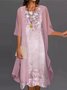 Regular Fit Crew Neck Elegant Polyester Fibre Floral Dress