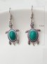 Vintage Alloy Turquoise Turtle Necklace And Earrings Set