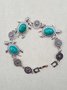 Vintage Alloy Turquoise Turtle Necklace And Earrings Set