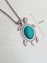Vintage Alloy Turquoise Turtle Necklace And Earrings Set
