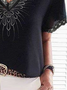 V Neck Jersey Casual Geometric T-shirt