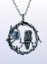 Vintage Alloy Moonstone Owl Necklace