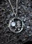 Vintage Alloy Moonstone Owl Necklace