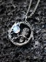Vintage Alloy Moonstone Owl Necklace