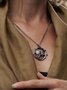 Vintage Alloy Moonstone Owl Necklace
