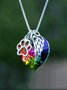 Heart Shaped Colored Stone Necklace