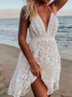 V Neck Loosen Floral Casual Dress