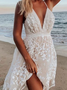 V Neck Loosen Floral Casual Dress