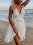 V Neck Loosen Floral Casual Dress