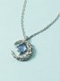 Vintage Alloy Moon Moonstone Necklace
