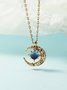 Vintage Alloy Moon Moonstone Necklace