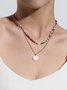 Colorful Beaded Heart Shell Necklace