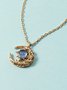 Vintage Alloy Moon Moonstone Necklace