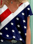 Casual Star V Neck T-shirt