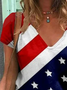 Casual Star V Neck T-shirt