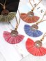 Boho Fan Pendant Tassel Necklace