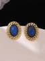 Vintage Baroque Braided Blue Gemstone Earrings Beach Jewelry