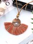 Boho Fan Pendant Tassel Necklace