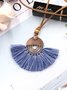 Boho Fan Pendant Tassel Necklace